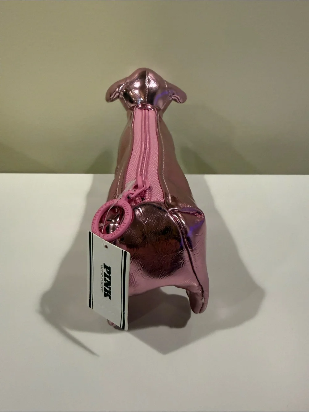 PINK Victoria’s Secret shiny pink dog makeup bag